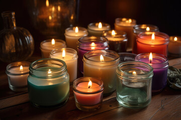 Wall Mural - candles on a dark background - generative ai