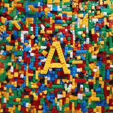 Letter A Made From Yellow Constructor On Multicolor Constructor.