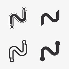 Wall Mural - N Letter and font  Logo Template