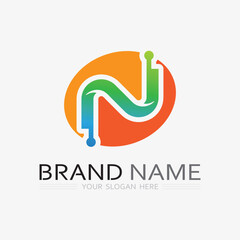 Wall Mural - N Letter and font  Logo Template