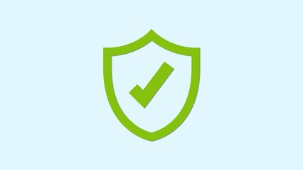 Cyber security glowing icon with shield and check mark. Security concept.