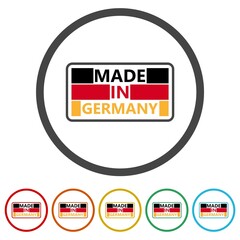 Poster - Made in Germany button. Set icons in color circle buttons