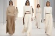 © Fokasu Art - Models walk the runway in light black and beige clothing with a normcore style. The clothes feature textured pigment planes and are inspired by the 1970s.