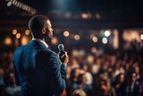 Fototapeta  - rear view Business Meeting Conference - African American Businessman Speech