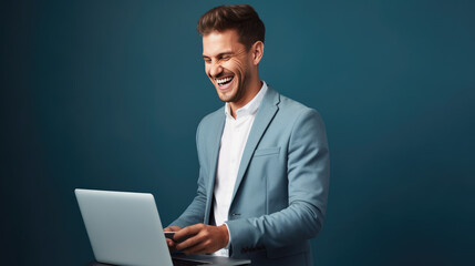 Wall Mural - freelancer dressed in elegant suit working on project