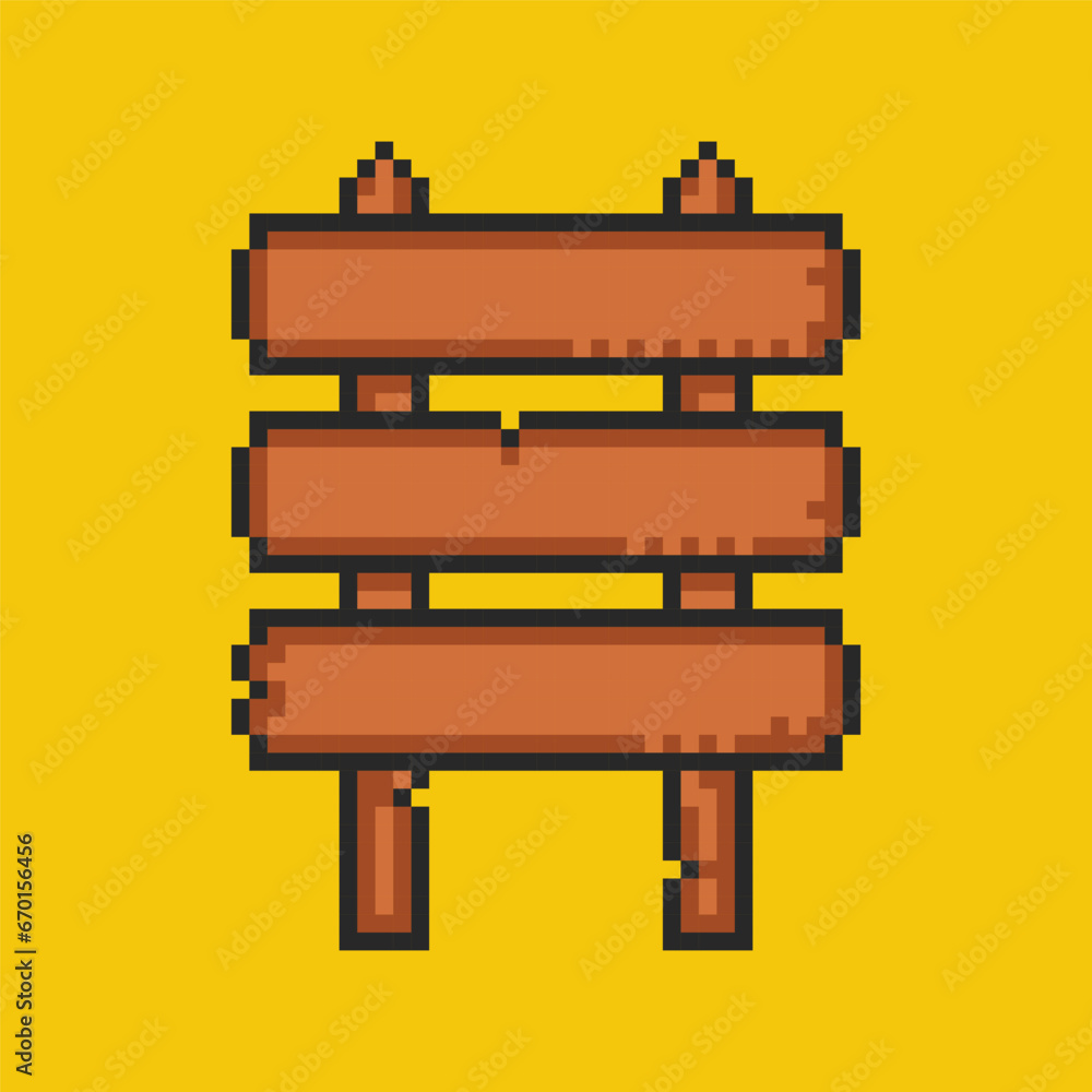 Timbur Pixel Pixel wooden roadside sign, old village, 8 bit timber roadside pointer ...