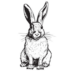 Rabbit sitting sketch hand drawn in doodle style illustration