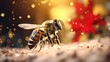 Bright and Buzzing Bee Christmas Postcard Decoration Celebrating the Holidays with Abstract Background Features