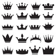 20 Set of black crown icons. Black crown symbol collection vector