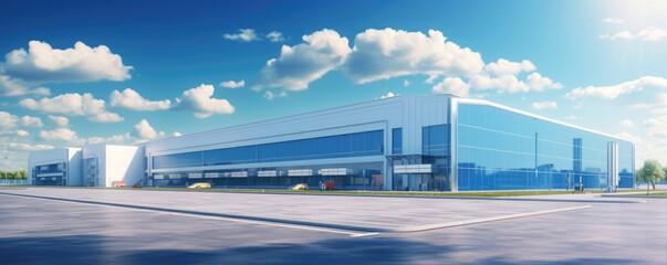 Wall Mural - Modern new industrial or factory building. Logistics warehouse