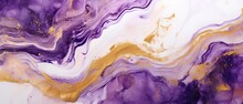 Abstract Marble Marbled Ink Painted Painting Texture Luxury Background Banner Illustration - Purple Waves Swirls Gold Painted Splashes 3d Lines