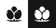 Chicken Fresh Egg Vector Icon. Eggs And Grass, Chicken Product Sign