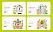 Social entrepreneurship web banner or landing page set. Business responsibility on society and environment. Financing and implementing solutions for Sustainable development. Flat vector illustration