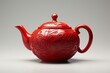 An isolated red teapot. Generative AI
