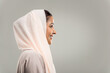 Arabian beautiful woman wearing traditional middle-eastern abaya portrait on isolated background