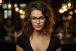 © Synthetica - Portrait of mature businesswoman in eyeglasses on grey background.