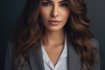 photo of a beautiful female psychologist with a stylish fashionable hairstyle and beautiful eyes