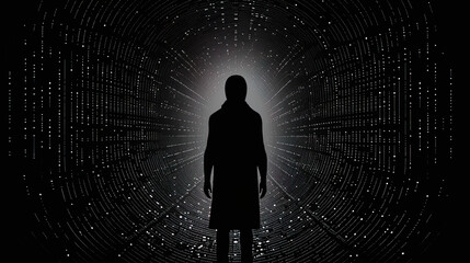 silhouette of a person in a code