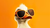 Fototapeta  - Generative AI illustration of stylish funny duck wit