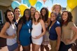 © Isabel - Portrait of smiling pregnant woman with friends at birthday party in yard