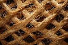 Interwoven Thin Natural Hemp Yarn Like A Grid Fabric. AI Generative