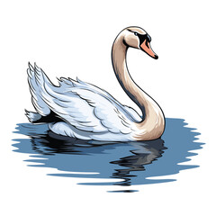 Wall Mural - Hand Drawn Flat Color Swan Illustration