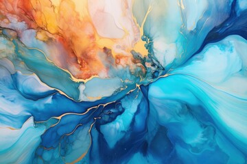  Abstract fluid art painting in alcohol ink technique