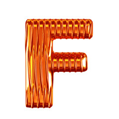 Redheaded symbol with vertical ribs. letter f