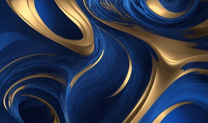 Canvas Print - blue and gold swirl background