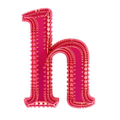 Small spheres on the pink symbol. letter h