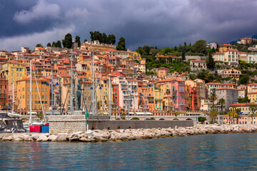 Canvas Print - The port and the old part of town, French Riviera, France