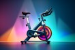 Fitness bicycle with vibrant wheels on 3D rendered backdrop. Generative AI