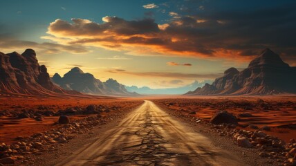 Wall Mural - a road that goes through the desert