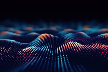 Wall Mural - rendering 3d lines dots interweaving background abstract sounds musical wave abstractanalysis audio 