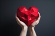 shape heart paper polygonal red holding hands female two   affection arm bright care celebration charity closeup concept cropped feeling female geometric girl health health care nubes heart