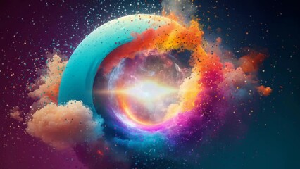Wall Mural - abstract colorful circle cloud video animation, seamless looping video animated background