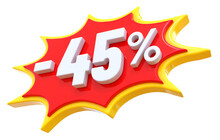 45 Percent Discount Sticker 