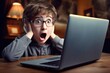 © sandra - computer laptop internet boy surprised shocked children shock surprise cyberspace amazed people problem mischief mistake education childhood curiosity expression anxiety anxious