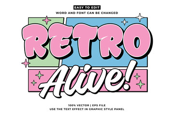 Wall Mural - retro vintage editable text effect. retro alive 3d cartoon style premium vector
