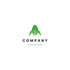 Wall Mural - Leaf rocket logo design modern concept