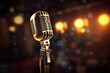 style retro microphone audio mic music entertainment equipment pop chrome karaoke classic concert instrument musical background band broadcast metal performance closeup