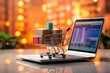© sandra - concept delivery shopping online screen shop store web blurred computer laptop bag cart boxes package product payment e-business marketplace box sale buy commerce price shipping purchase
