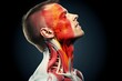neck pain male anatomy sportsman holding head cervi back injury isolated person adult white body 1 physical man red nerve pinched background healthy muscular hand muscle medicine spine hold disease