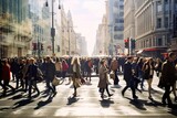 Fototapeta Fototapeta Londyn - street city busy walking people anonymous crowd life modern group day motion urban walk abstract sidewalk person tied-up blurred shopping scene background caucasian young action outdoors