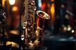 stage saxophone concert jazz music instrument musical club black blue band art shine brass detail background orchestra performance sax metal sound buttons woodwind retro
