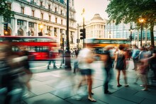 Scene Street London Blurred Motion Busy Shopping People Crowd Retail City Walking Abstract Woman Fashion Business Person Building Shop Urban Blur