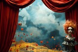 Fototapeta  - backgrounds theatre curtain drama actor architecture audience classical comedy crimson dramatic drapery drape lyric music opera performance piece public red show stage theatrical
