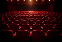 Theater Seats Red Lights Theatre Spot Follow Seat Building Stage Cinema Concert Chair Empty Auditorium Entertainment Motion Picture Velvet Background Nobody Light Event