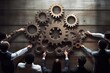 © sandra - gears joining people business  team business cog gear teamwork businessman success concept people cogwheel solution machine mechanical connection strategy cooperation group part