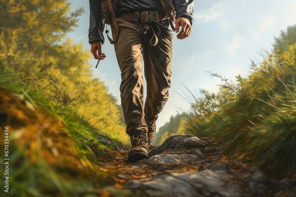 Spring Hike Man hiking man Detail walking sport outdoors nature beautiful hike foot ...